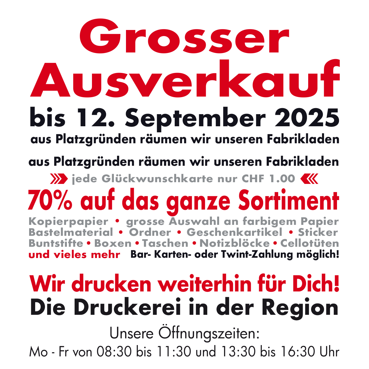 Grosser Ausverkauf - FABRIKLADEN