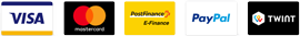 Zahlungsmöglichkeiten: VISA, MASTERCARD, POSTFINANCE e-Finance, PAYPAL, TWINT